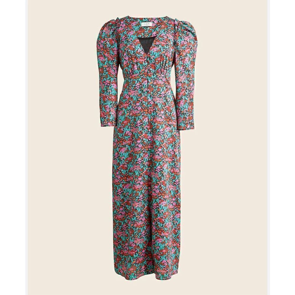 J. Crew Drapey Puff Sleeve Dress Floral Kentucky Derby Dress Size 2 EUC